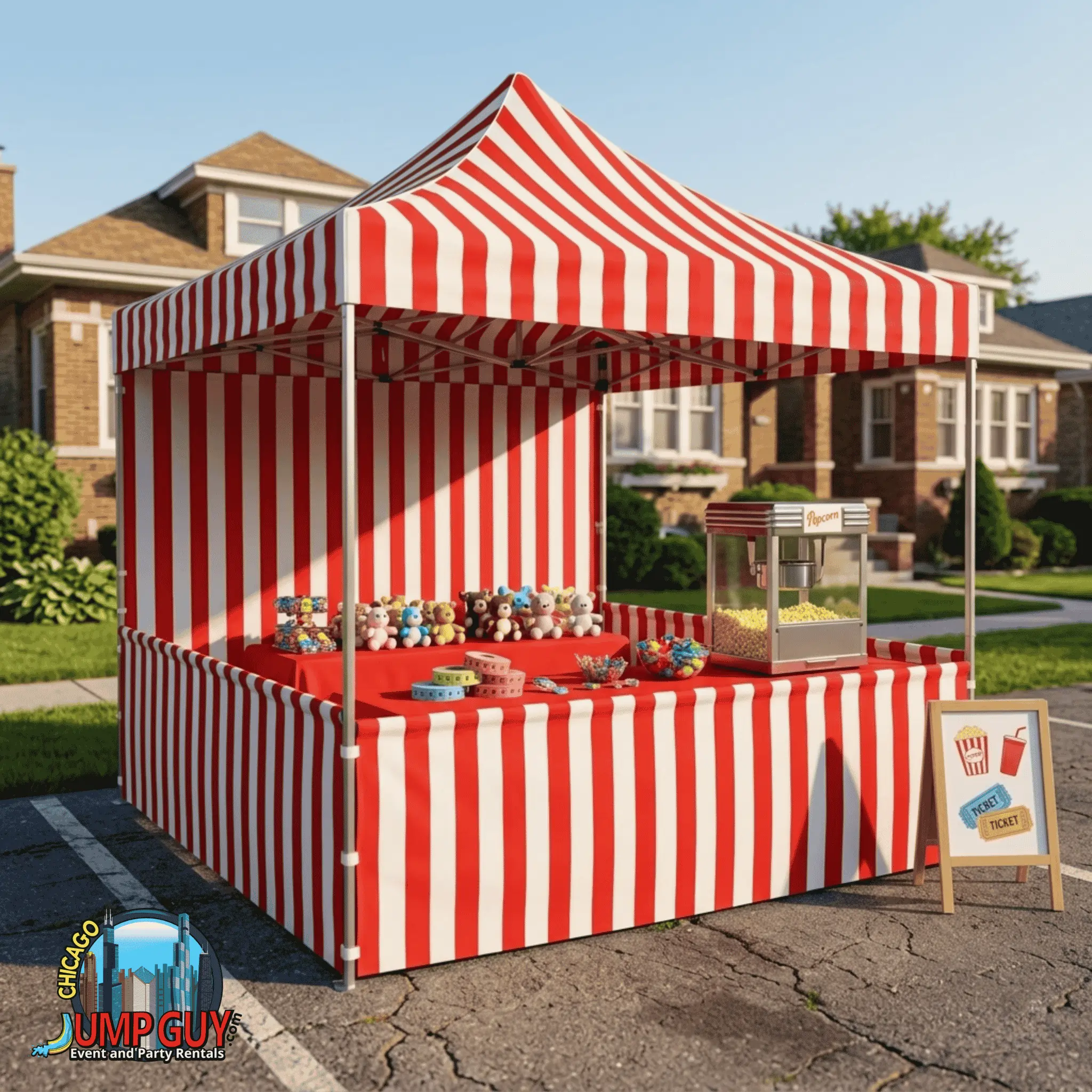 10x10 carnival tent booth rental for Oak Park IL block parties near Rehm Park, ZIP 60302