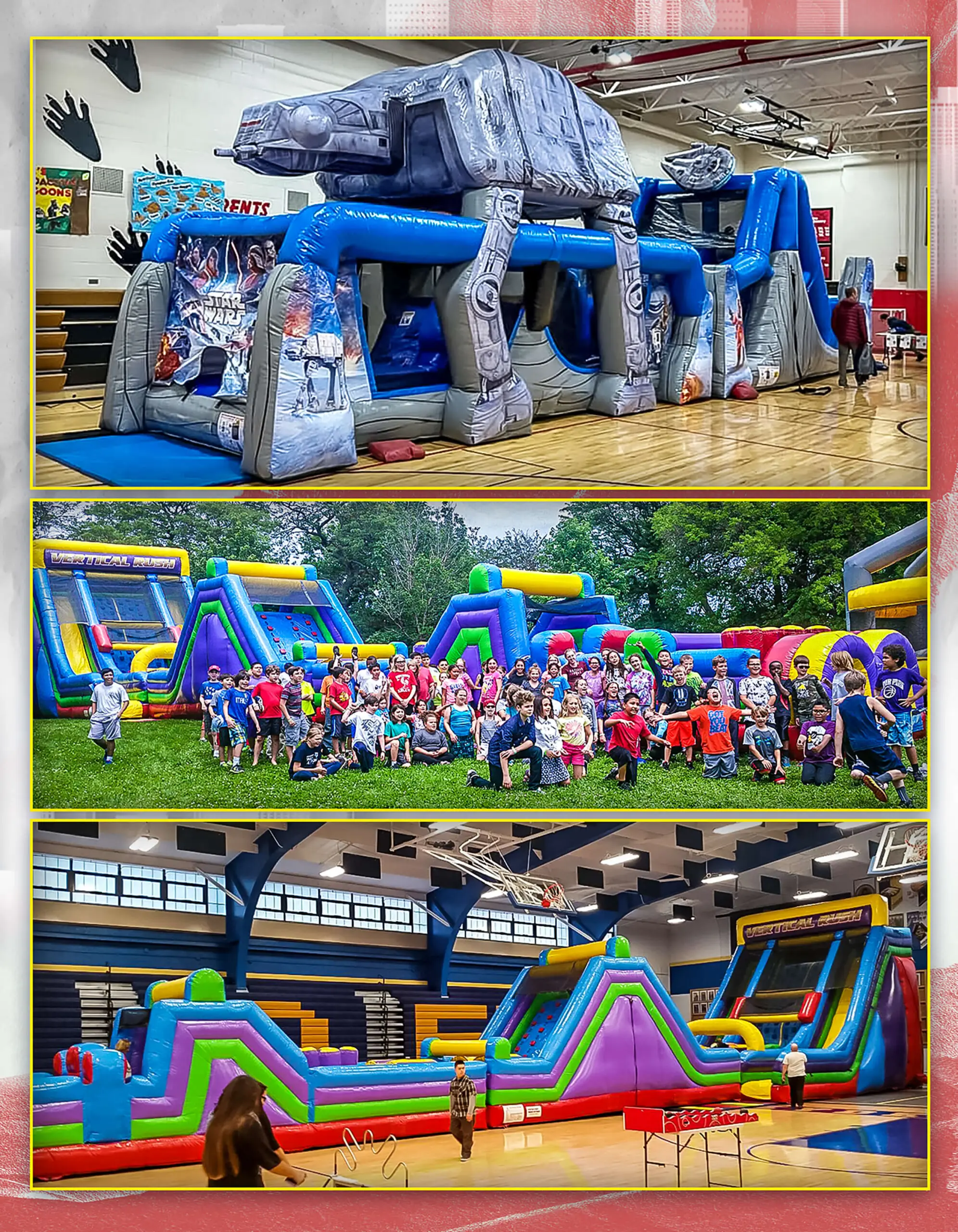 Multi-section inflatable obstacle course rental for Oak Park IL party or school event, ZIP codes 60301 to 60304