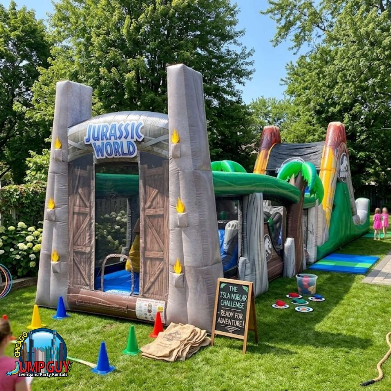 Jurassic Park 50ft wet obstacle course rental for Oak Park IL events near Lake Park, ZIP 60302