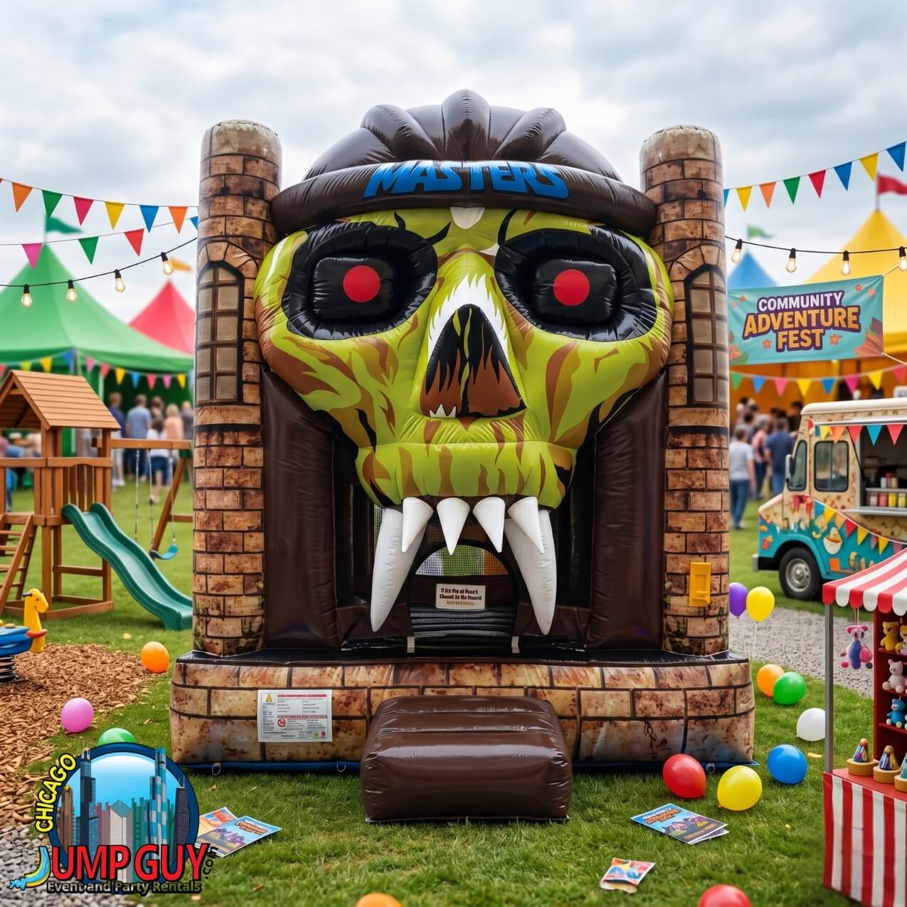 Skull themed bounce house rental for birthday parties in Oak Park IL