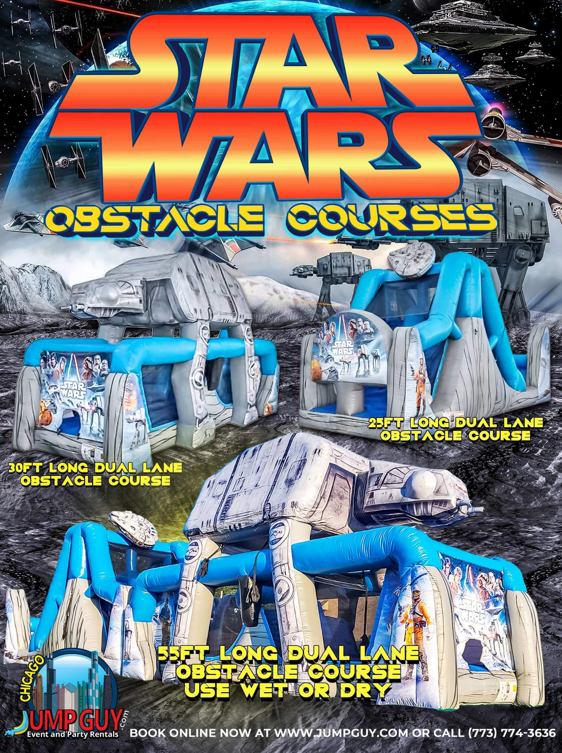 Star Wars inflatable obstacle course rental for Oak Park IL events, ZIP codes 60301 to 60304