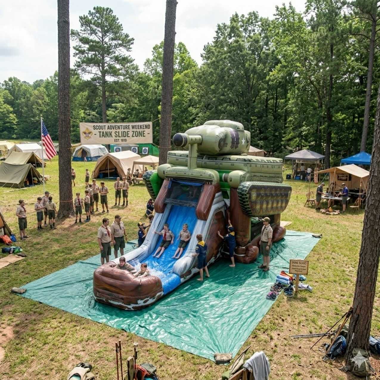 Tank bounce slide combo rental for Oak Park IL events near Town Park, ZIP 60302
